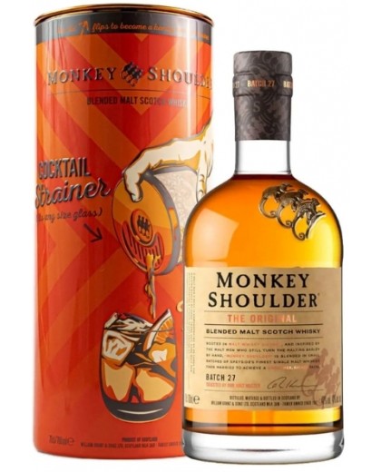 Виски Monkey Shoulder Limited-Edition Metal Cocktail Strainer Tin 0,7л