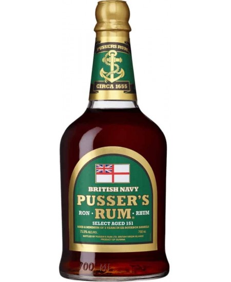 Ром Pusser’s Rum Select Aged 151 Overproof (Green Label) 75,5% 0,7л