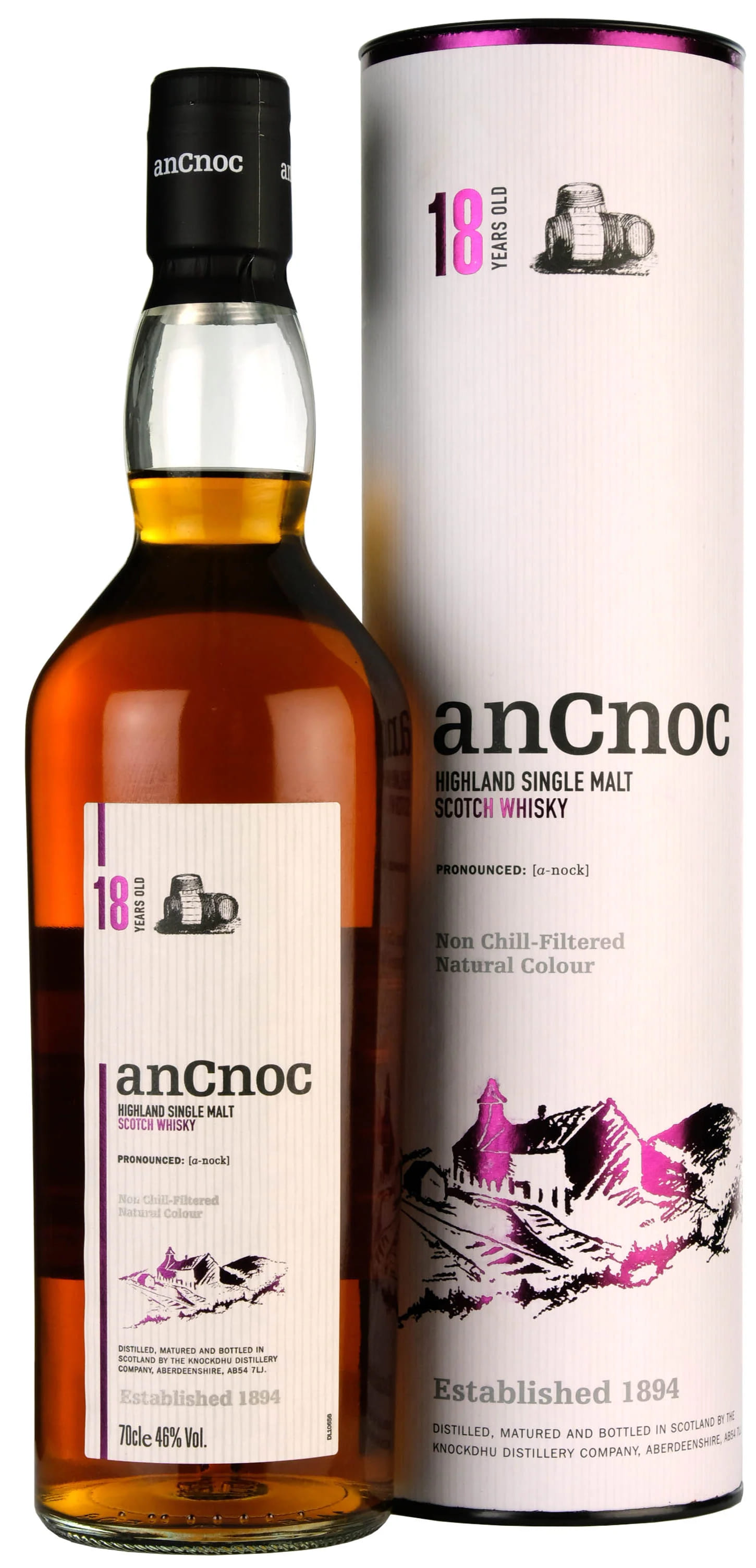 Виски AnCnoc 18 YO Highland Single Malt Whisky 0,7л