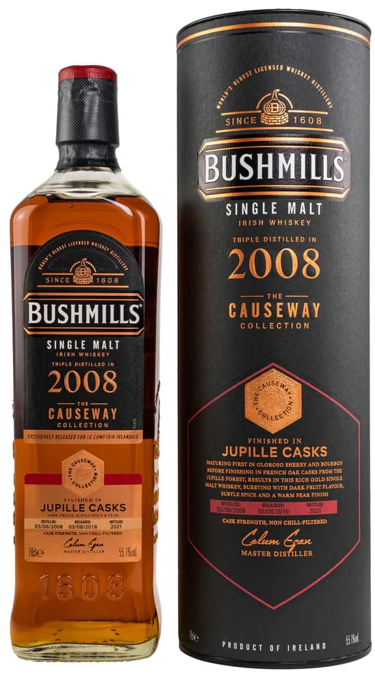 Віскі Bushmills 13 YO Vintage 2008 Jupille Cask Irish Whiskey 55,1% 0,7л