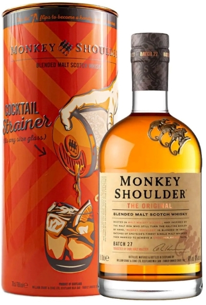 Виски Monkey Shoulder Limited-Edition Metal Cocktail Strainer Tin 0,7л